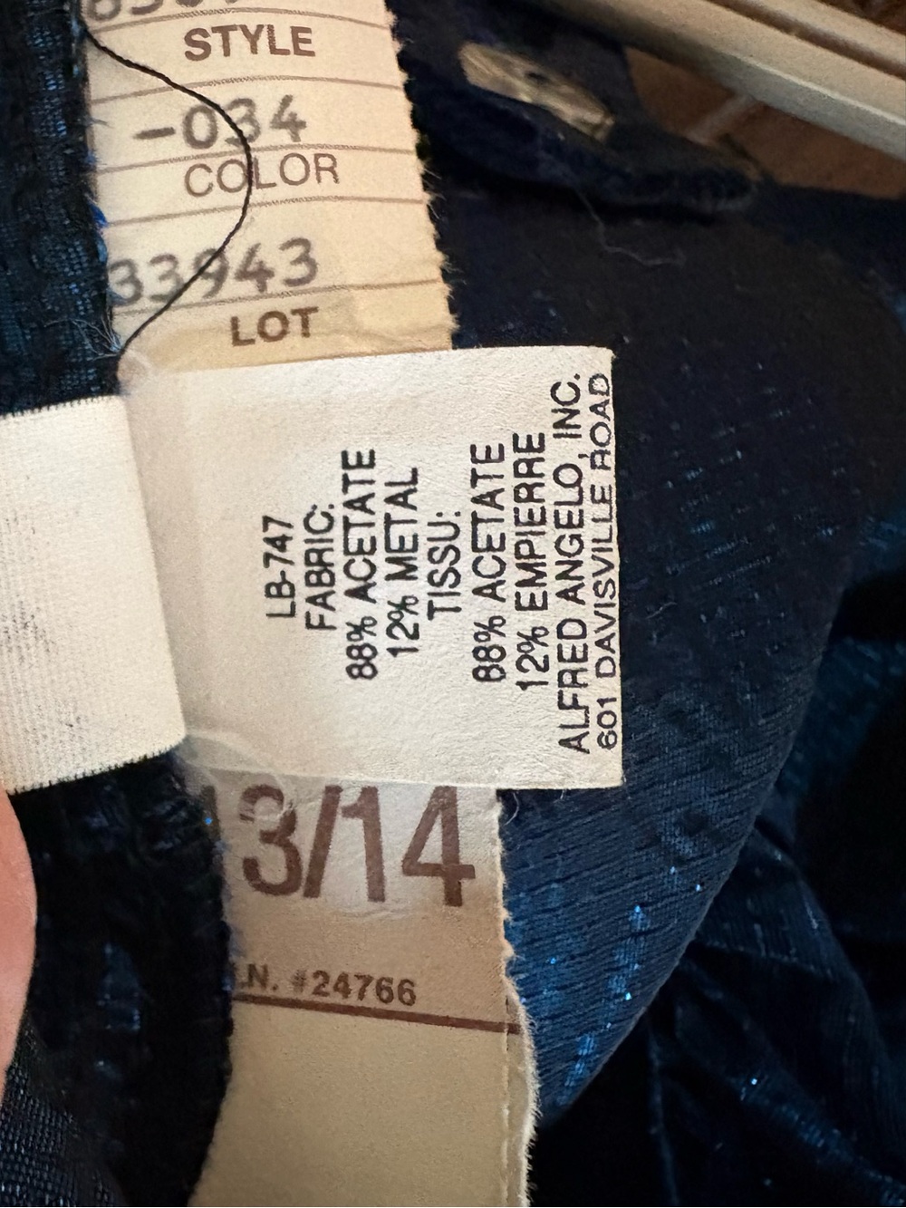 Alfred Angelo Blue and Black vintage Dress princess sz 13/14 Whimsygoth velvet - Picture 6 of 10